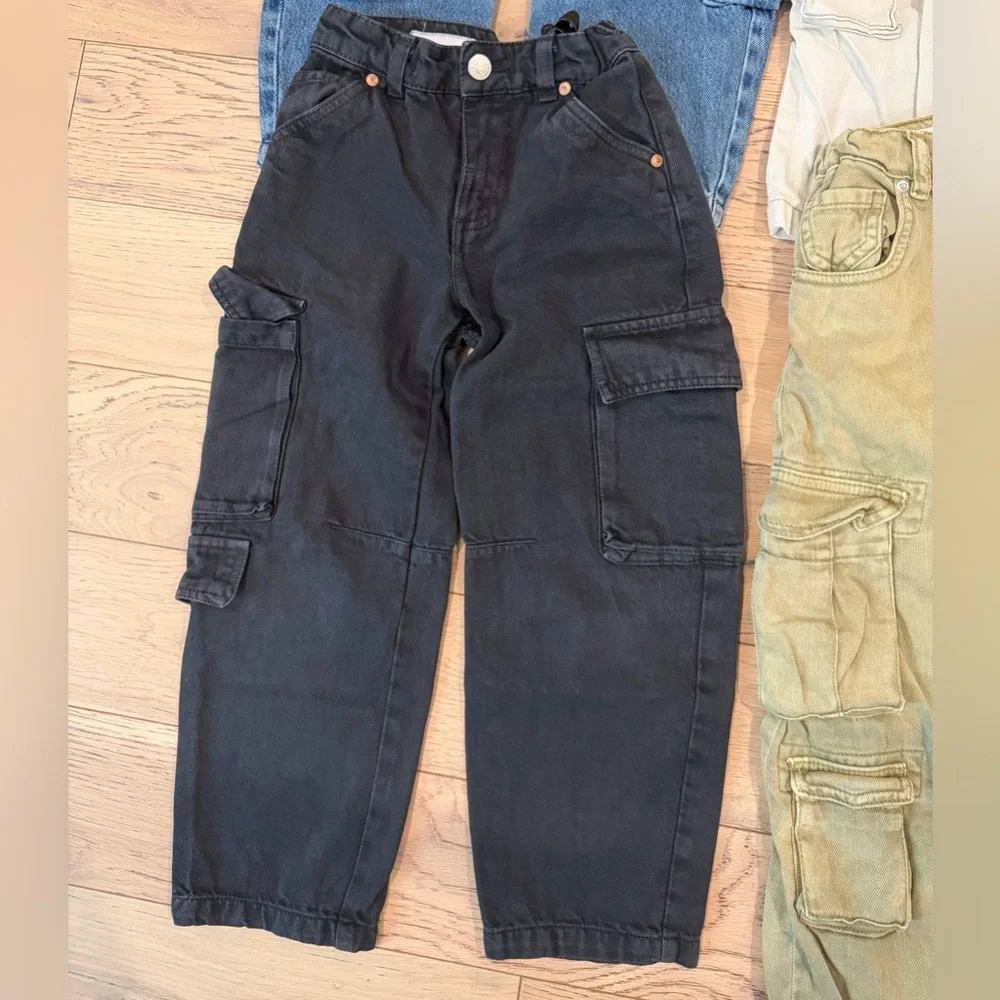 Zara Kids Cargo Pants Set - Black, Blue, Beige, Olive - Picture 4 of 5